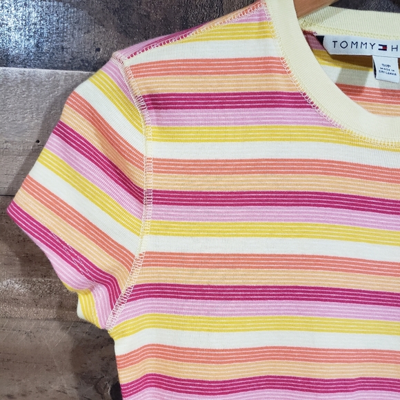 Tommy Hilfiger striped knit short sleeve crewneck shirt woman's size small - Picture 7 of 7
